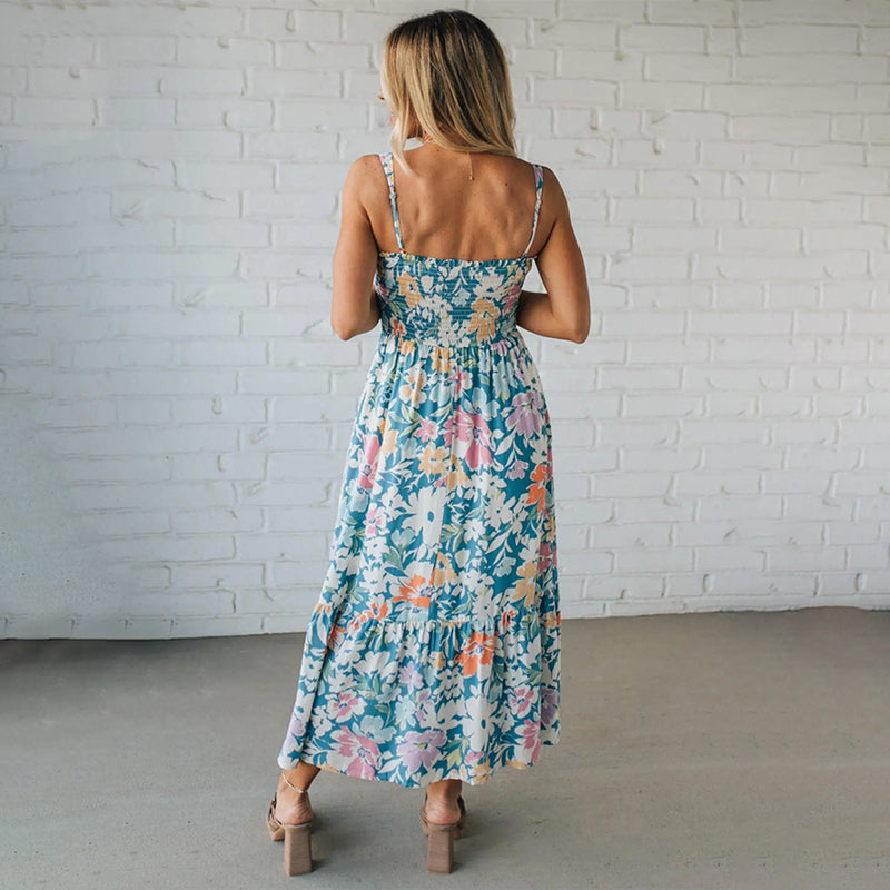 Lilian | Floral Maxi Dress with Smocked Bodice