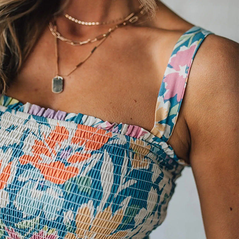 Lilian | Floral Maxi Dress with Smocked Bodice