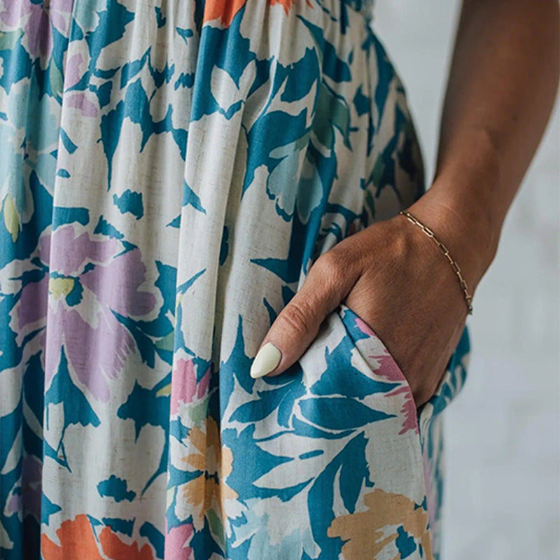 Lilian | Floral Maxi Dress with Smocked Bodice